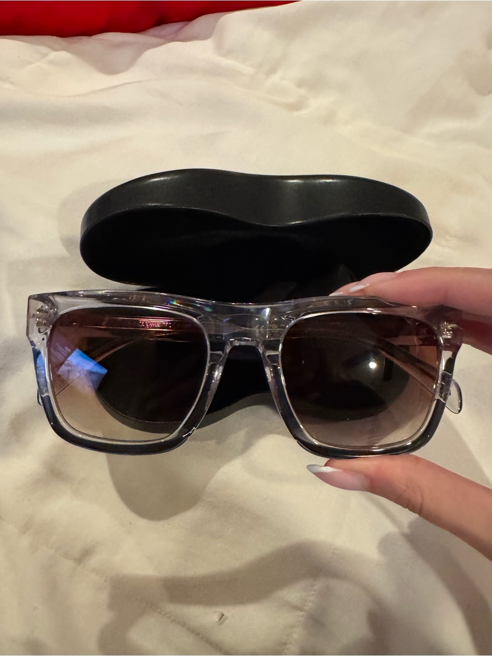 Men's Clear Frame Sunglasses with Brown Lenses